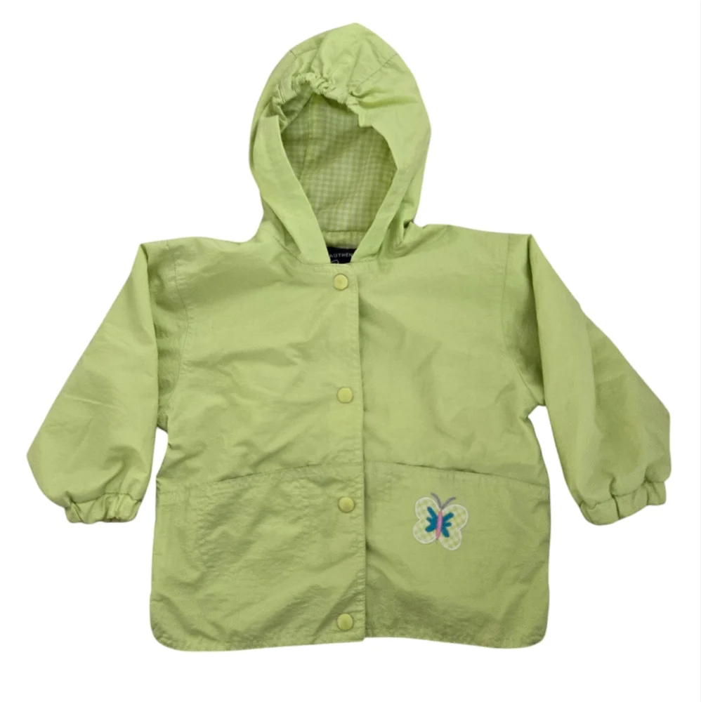 Vintage Y2K Carter's lime green butterfly hooded lightweight jacket